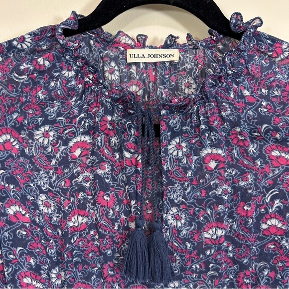 🌟 Ulla Johnson Women's Ollie Silk Floral Mini Dress Blue Pink Size 2 - Picture 2 of 11